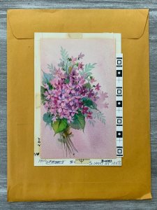 DEEPEST SYMPATHY Purple Flowers 5.5x8.5 Greeting Card Art S2175 w/ 3 Cards