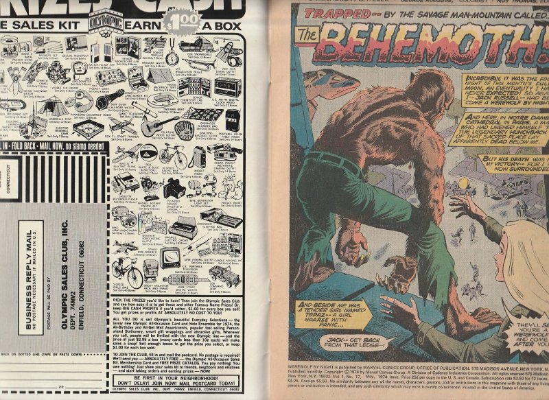 Werewolf By Night # 17  The Werewolf battles The Behemoth !