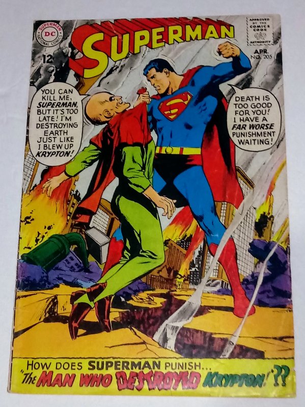 Superman #205 Neal Adams cover THE MAN WHO DESTROYED KRYPTON! ID#005C