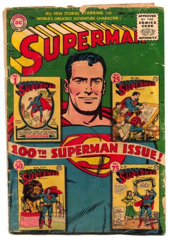 Superman #100 1955- Low grade key issue FAIR