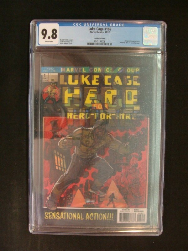 Luke Cage #166 Lenticular Cover Graded CGC 9.8 Marvel Hero for Hire #1 