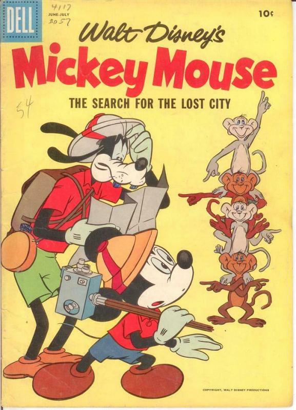 MICKEY MOUSE 54 G-VG July 1957 COMICS BOOK