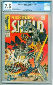 Nick Fury, Agent of SHIELD #2 (1968) CGC 7.5! OWW Pages!