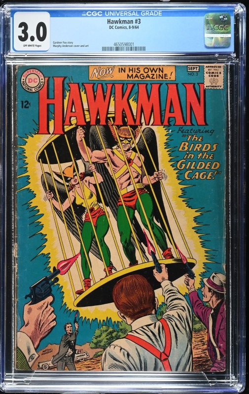 Hawkman #3 DC Comics August-September 1964 CGC Graded 3.0