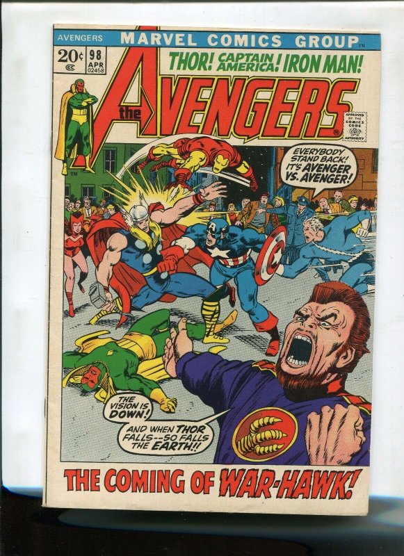 AVENGERS #98 (8.0) THE COMING OF WARHAWK! 