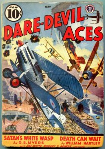 Dare-devil Aces Pulp May 1939- Great cover- William Hartley- OB Myers VG