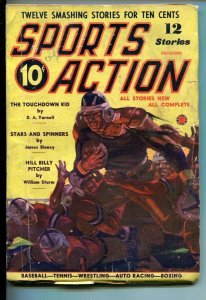 SPORTS ACTION-#1-DEC 1937-PULP FICTION-SOUTHERN STATES PEDIGREE-vg