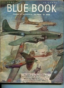 BLUE BOOK PULP-JUNE 1943-FN-STOOPS COVER-BEDFORD-JONES-NELSON BOND-KEYNE FN