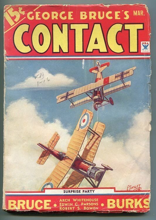 GEORGE BRUCE'S CONTACT 03/1934-WWI-BI-PLANE- TINSLEY-DOG FIGHT-vg minus