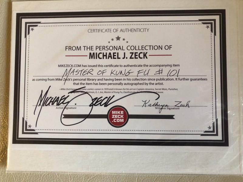 Signed Master of Kung Fu #101 With COA From Mike Zeck’s Personal Collection!