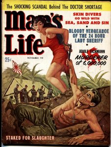 MAN'S LIFE-Nov 1960-SPICY BOUND BABE faces firing squad-PULP FICTION-vg