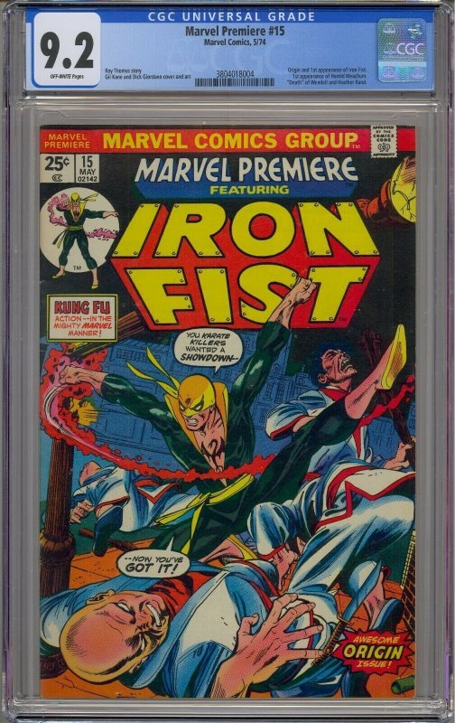 Marvel Premiere #15 (1974) CGC Graded 9.2 - First appearance of Iron Fist