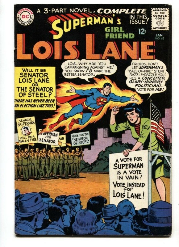 SUPERMAN'S GIRL FRIEND LOIS LANE #62 1966-FLAG COVER-DC  VG