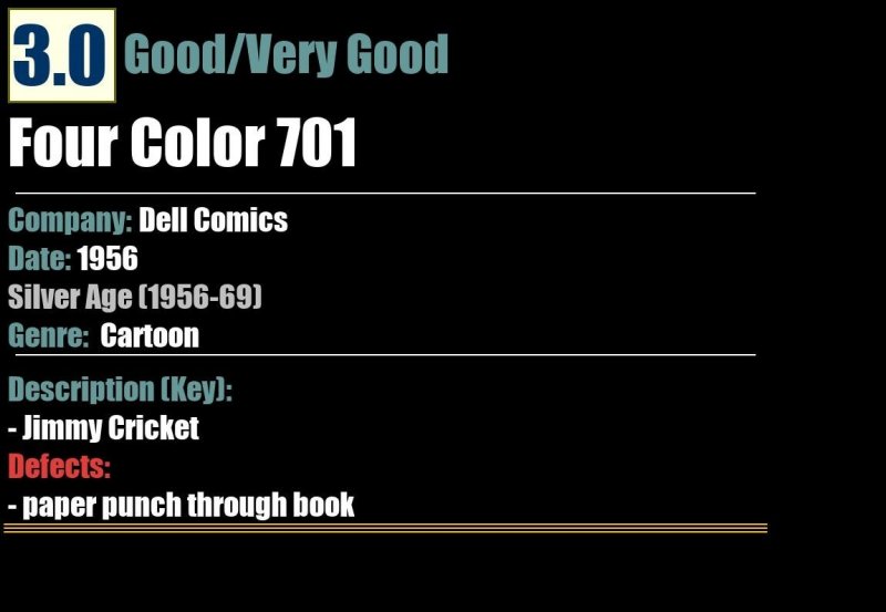 Jimmy Cricket Four Color 701 (1956) GD/VG 3.0 Dell Comics