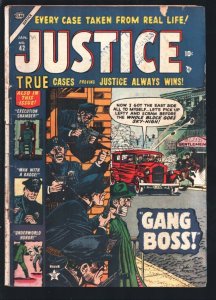 Justice #42 1954-Atlas-Gang Boss cover- John Romita-Violent pre-code crime-Ex...