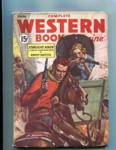 COMPLETE WESTERN PULP-JAN-1935-GUN GIRL CVR-RED CIRCLE! FN