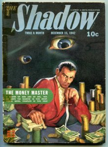 PULP:  Shadow 12/15/1942-Street & Smith-classic hero pulp-eyeball cover-VG
