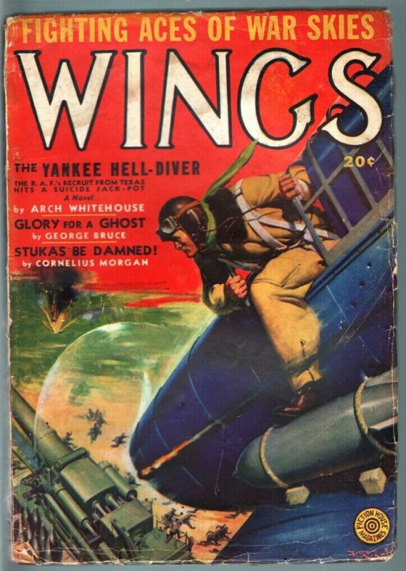 WINGS PULP-SPRING 1942-AVIATION-WWII-FICTION HOUSE VG