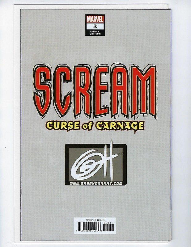 Scream Curse of Carnage #3 Greg Horn Trade Dress Exclusive (2020) {VF-NM}