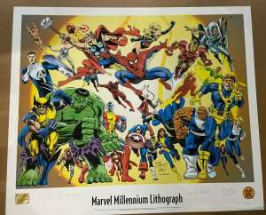 MARVEL MILENNIUM LITHOGRAPH SIGNED BY DAN JURGENS, JERRY ORDWAY AND VILLARRUBIA