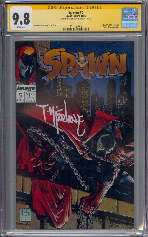 SPAWN #5 CGC 9.8 SS SIGNED TODD MCFARLANE WHITE PAGES 1012