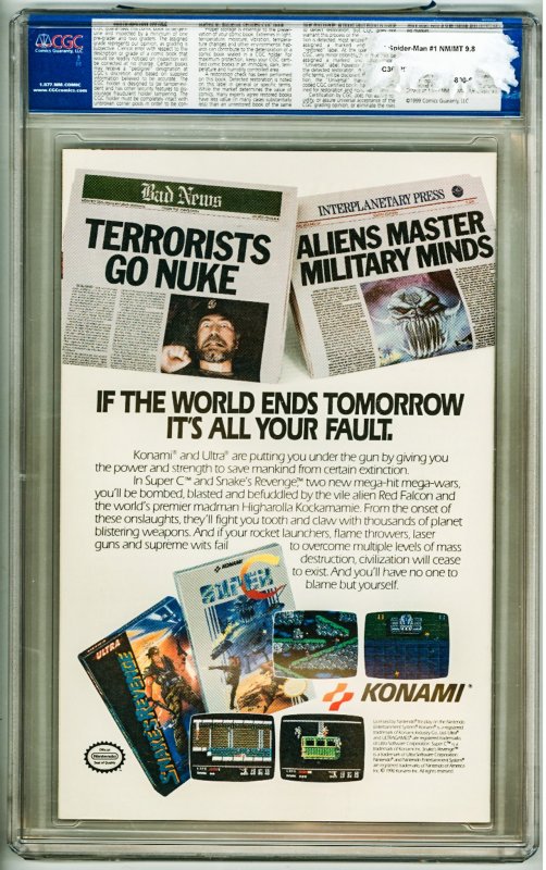 Spider-Man #1 (1990) CGC 9.8! sticker back of slab