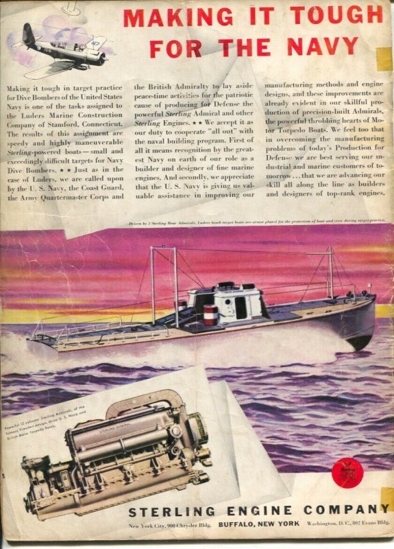 Sea Power 4/1942-McClelland Barclay cover art-war pix &info-hidden mines sea ... 