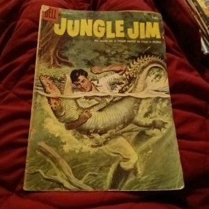 JUNGLE JIM #5-DELL--ALLIGATOR TERROR COVER--BENGAL TIGER STORY- 1955