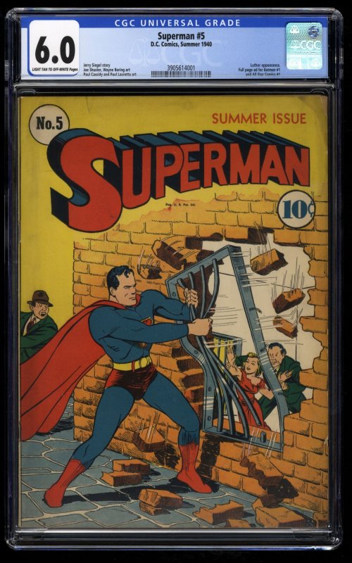 Superman #5 CGC FN 6.0 Full Page Ad for Batman #1!