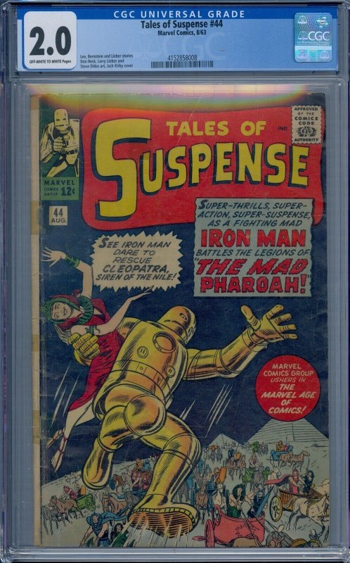 TALES OF SUSPENSE #44 CGC 2.0 IRON MAN MAD PHAROAH JACK KIRBY