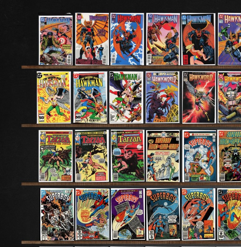 Huge Lot 150+ Comics with Hawkman, Hawkworld, Aquaman, Tarzan, Superboy & More!