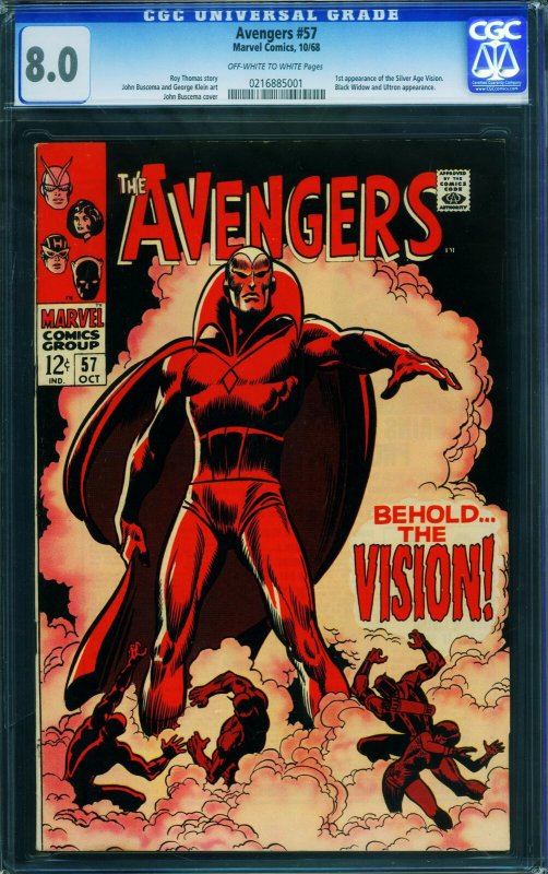 Avengers #57 CGC 8.0 - first appearance of THE VISION! Marvel 0216885001