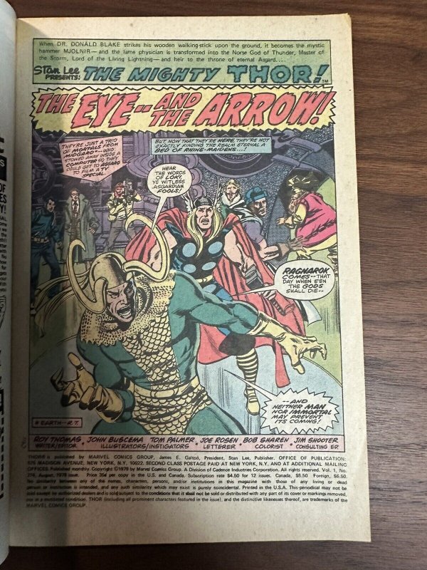 Thor #274 FN The Eye - and the Arrow! (Marvel 1978)