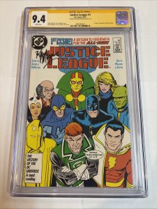 Justice League (1987) # 1 (CGC 9.4 SS) Signed Kevin Maguire • Story Giffen