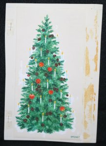 Original Christmas Greeting Card Art - X-Mas Tree w Candles 1977 art by Bridget