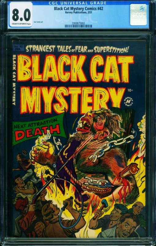 Black Cat Mystery #42-CGC 8.0 Sick Pre-Code Horror 2000075002