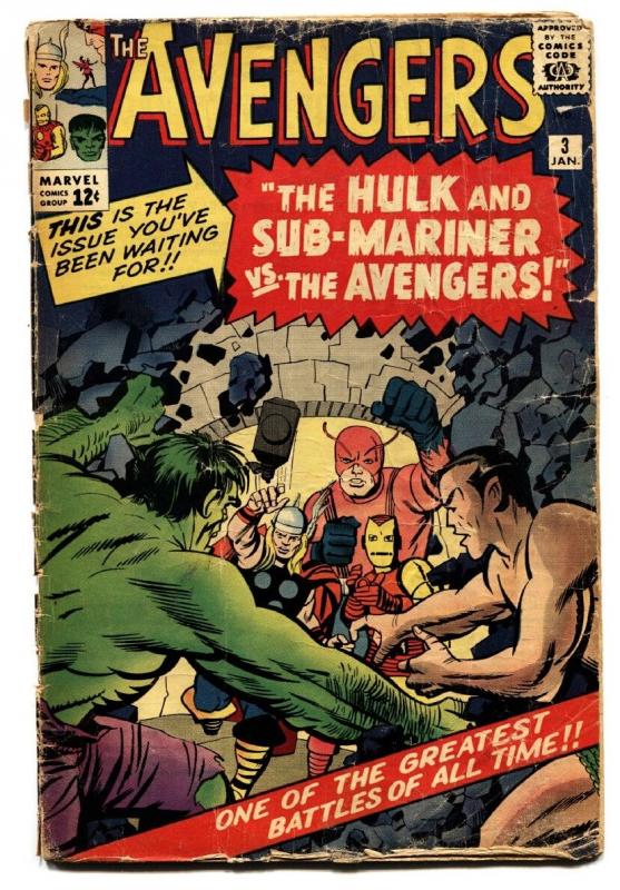 AVENGERS #3-1963-MARVEL comic book HULK-WASP-SUBBY-THOR-IRON MAN