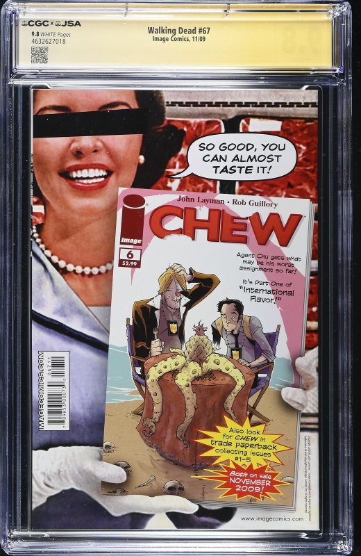 Walking Dead #67 signed by Josh McDermitt (11/09) Graded CGC 9.8