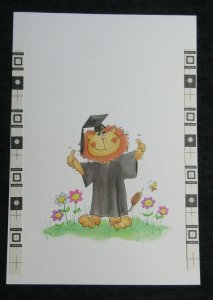 GRADUATION Cartoon Lion with Cap & Gown 6x8.5 Greeting Card Art #G4443