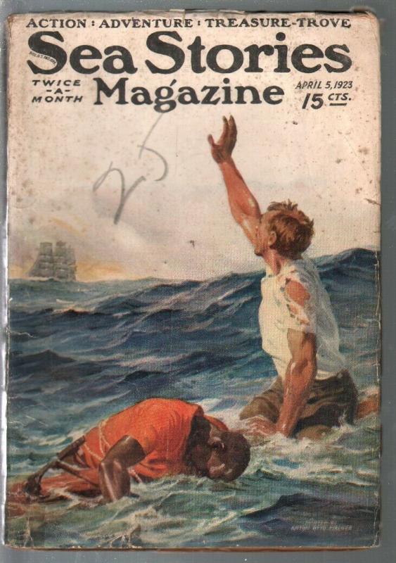 Sea Stories 4/5/1923-Anton Otto Fischer cover-Capt Dingle-VG-