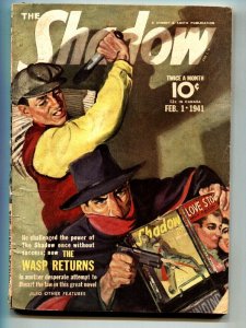 PULP:  SHADOW 1941 feb 1-Newsstand cover- STREET AND SMITH-RARE PULP vg