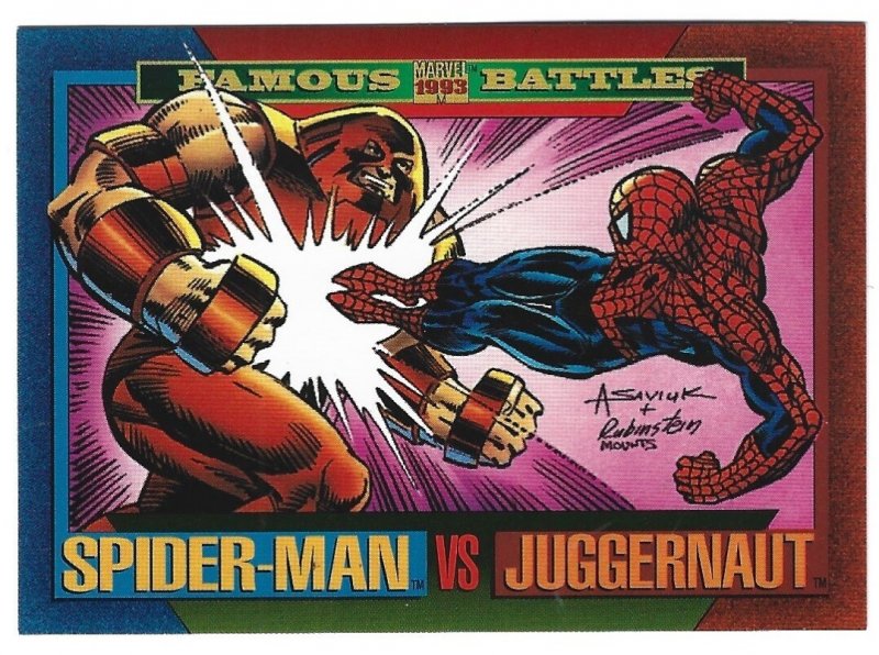 1993 Marvel Universe #165 Famous Battles:  Spider-Man vs Juggernaut