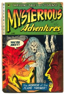 Mysterious Adventures #14 1953-Severed head football-cremation cover! HORROR