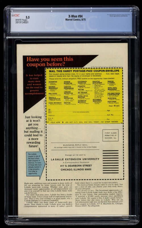 X-Men #94 CGC FN- 5.5 White Pages New Team Begins!