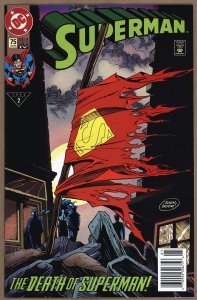 Superman #75 (1993) - 4th Print - Gatefold back-cover; Death of Superman