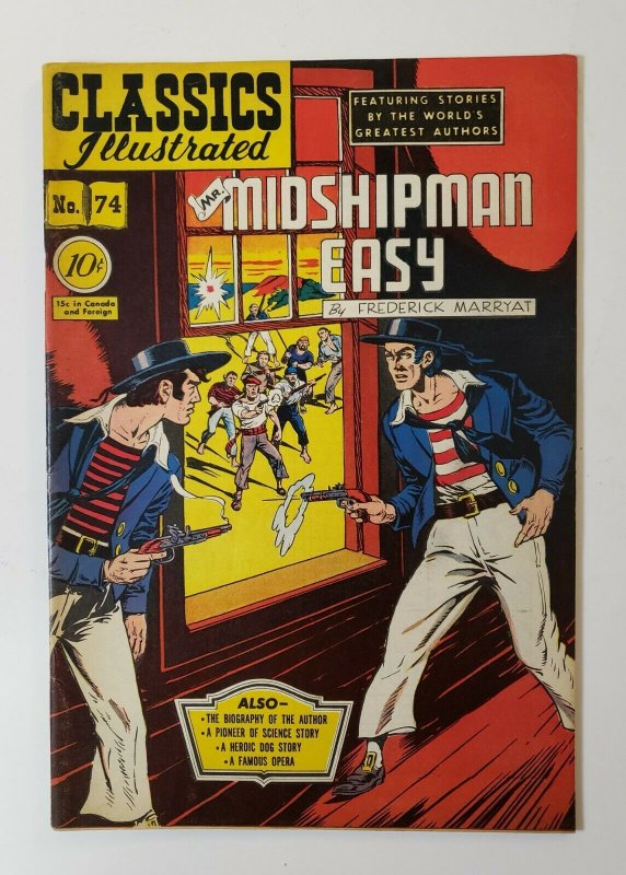 Classics Illustrated #74: Mr. Midshipman Easy 1st & Only Edition 1950 VF+ Rare! 