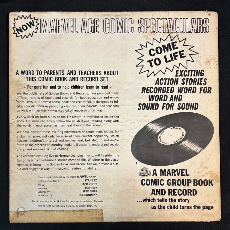 Journey Into Mystery Thor GOLDEN RECORDS REPRINT - Comic & Record 1966 Poor Cond