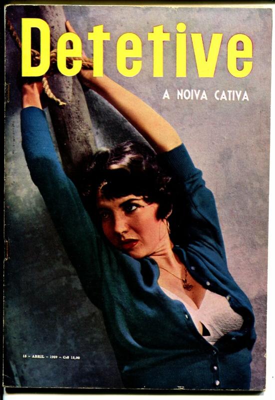 Detective 4/1959-crime pix-bound babe in bra photo cover-Brazil-VG+