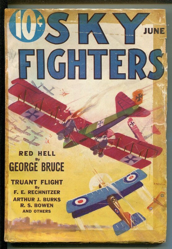 SKY FIGHTERS 06/1933-AIR WAR PULPS-WWI-CLASSIC-RARE-good minus