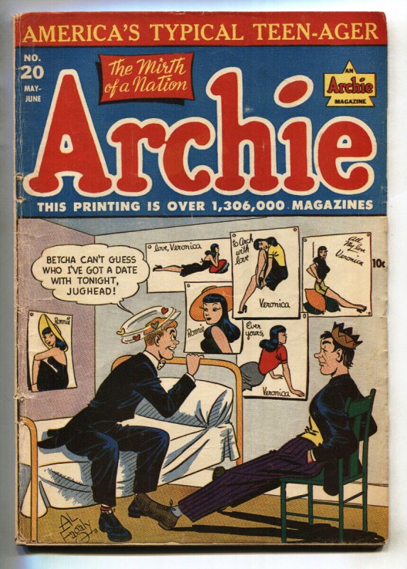 Archie #20 1946- Golden Age comic- Betty & Veronica Pin-up cover